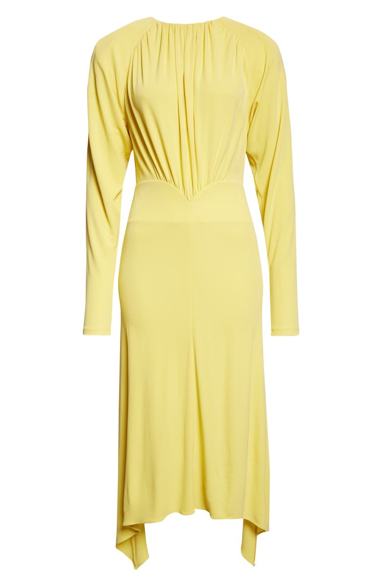 Stella McCartney Gathered Long Sleeve Jersey Midi Dress, Alternate, color, Mimosa