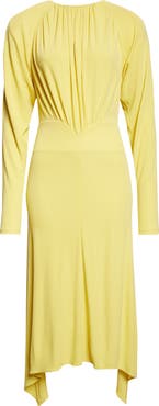 Stella McCartney Gathered Long Sleeve Jersey Midi Dress