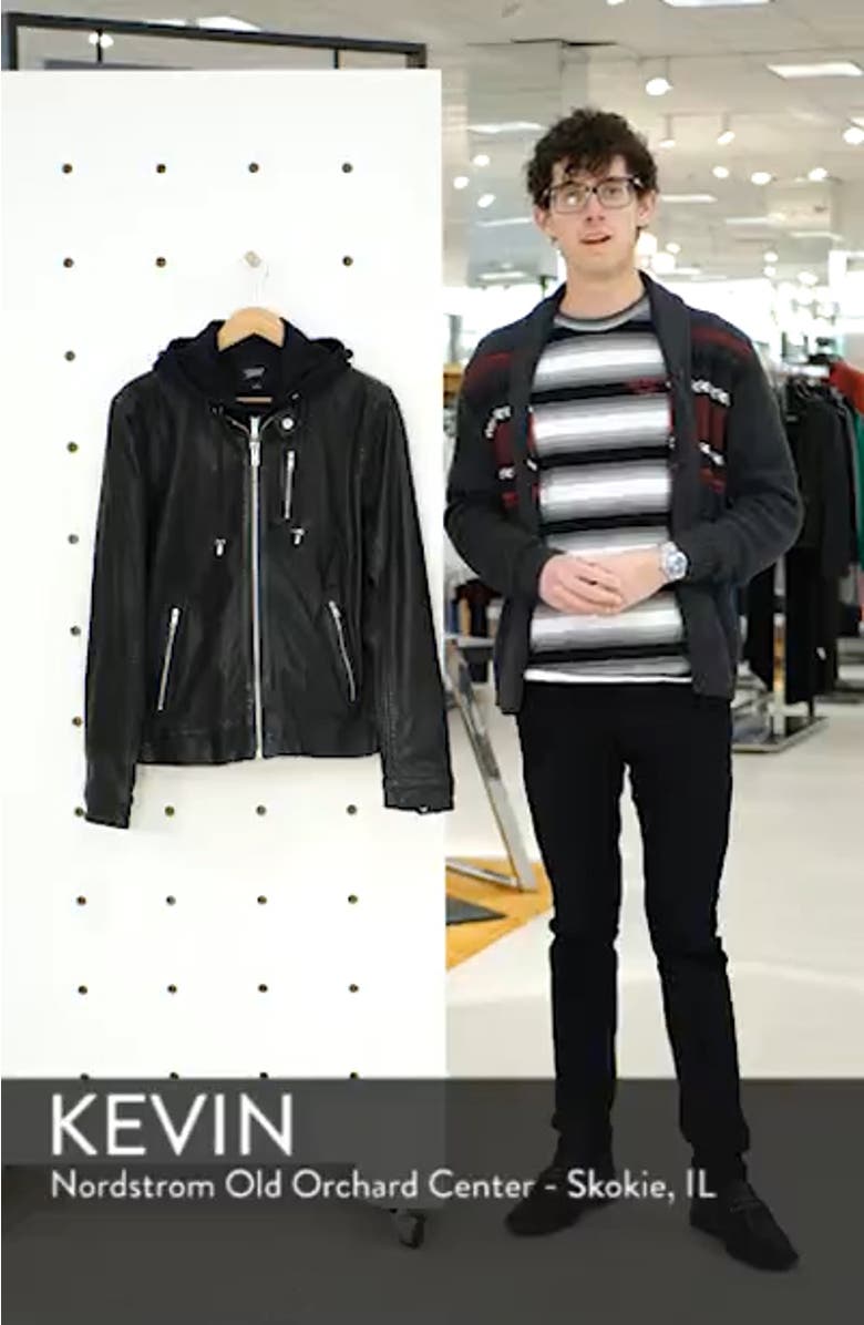 Washed Leather Jacket with Hoodie Insert, sales video thumbnail