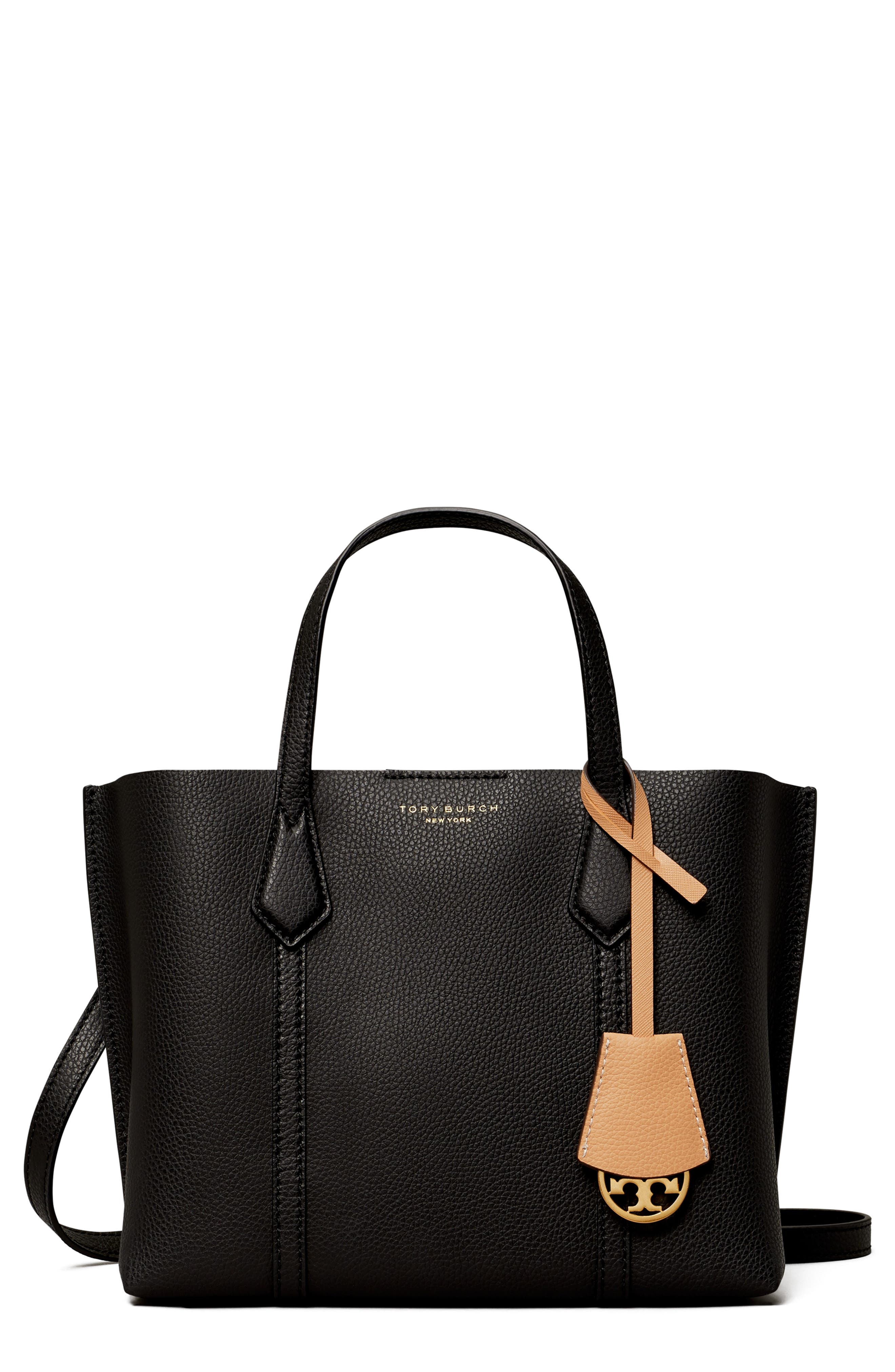 Tory Burch Perry Small Triple Compartment Leather Tote, Main, color, 