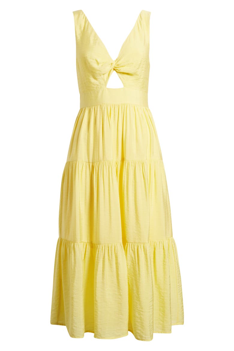 Twist Front Cutout Tiered Sundress, Alternate, color, YELLOW