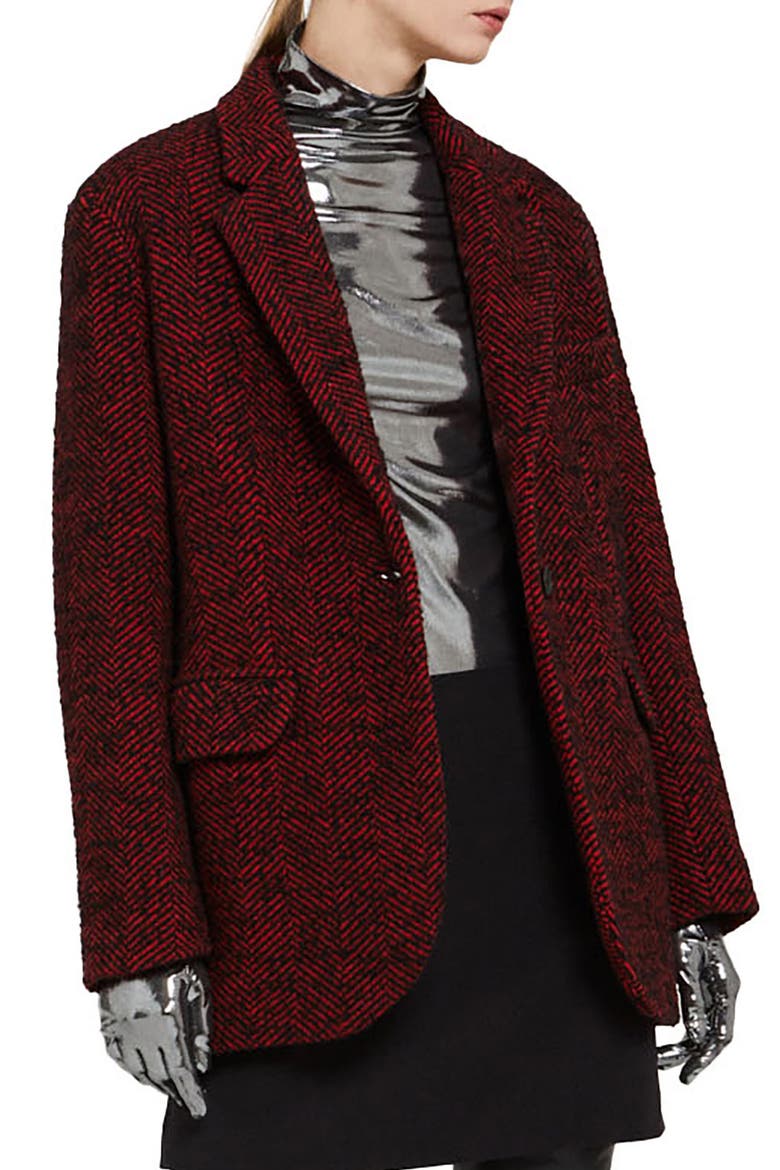 Tweed Blazer, Main, color, Red/Black