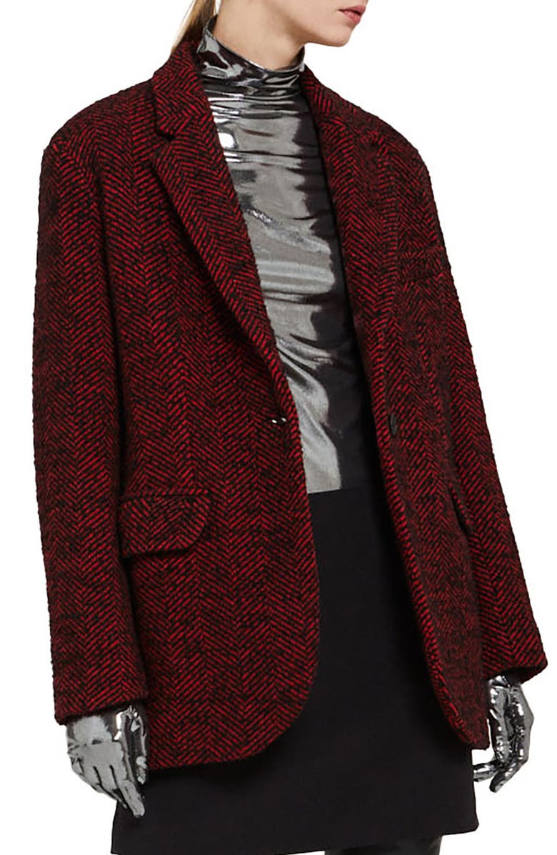 ottod'Ame Tweed Blazer, Main, color, Red/Black
