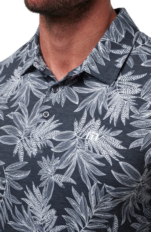 Travismathew Sea Journey Leaf Print Stretch Polo In Total Eclipse