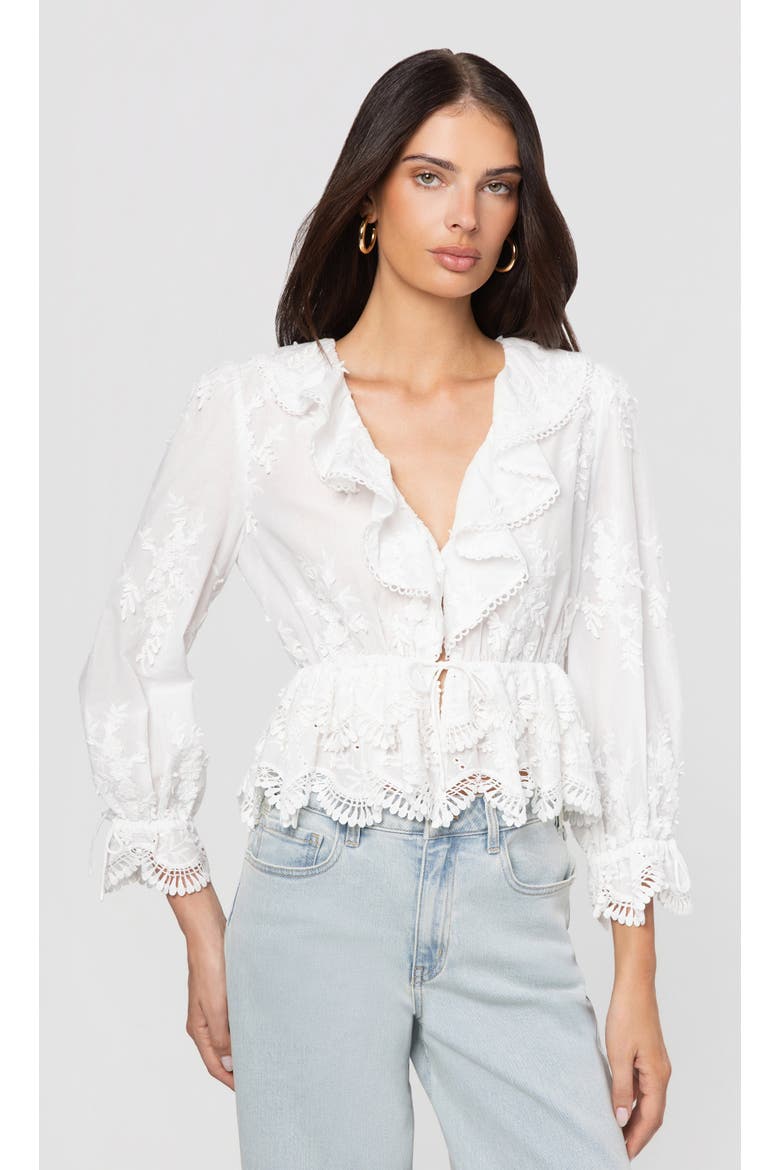 Kylie 3D Voile Blouse, Main, color, White