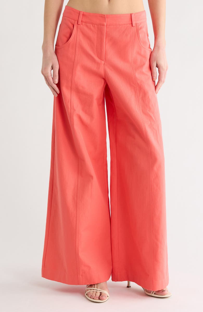 TWP Dees Cotton & Linen Pants, Main, color, Poppy