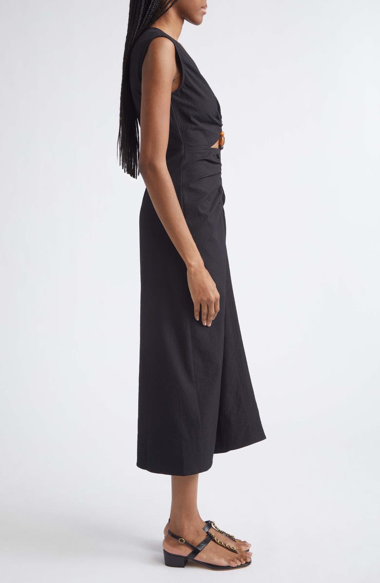 Veronica Beard Marisabel Bead Cutout Detail Stretch Cotton Dress, Alternate, color, Black