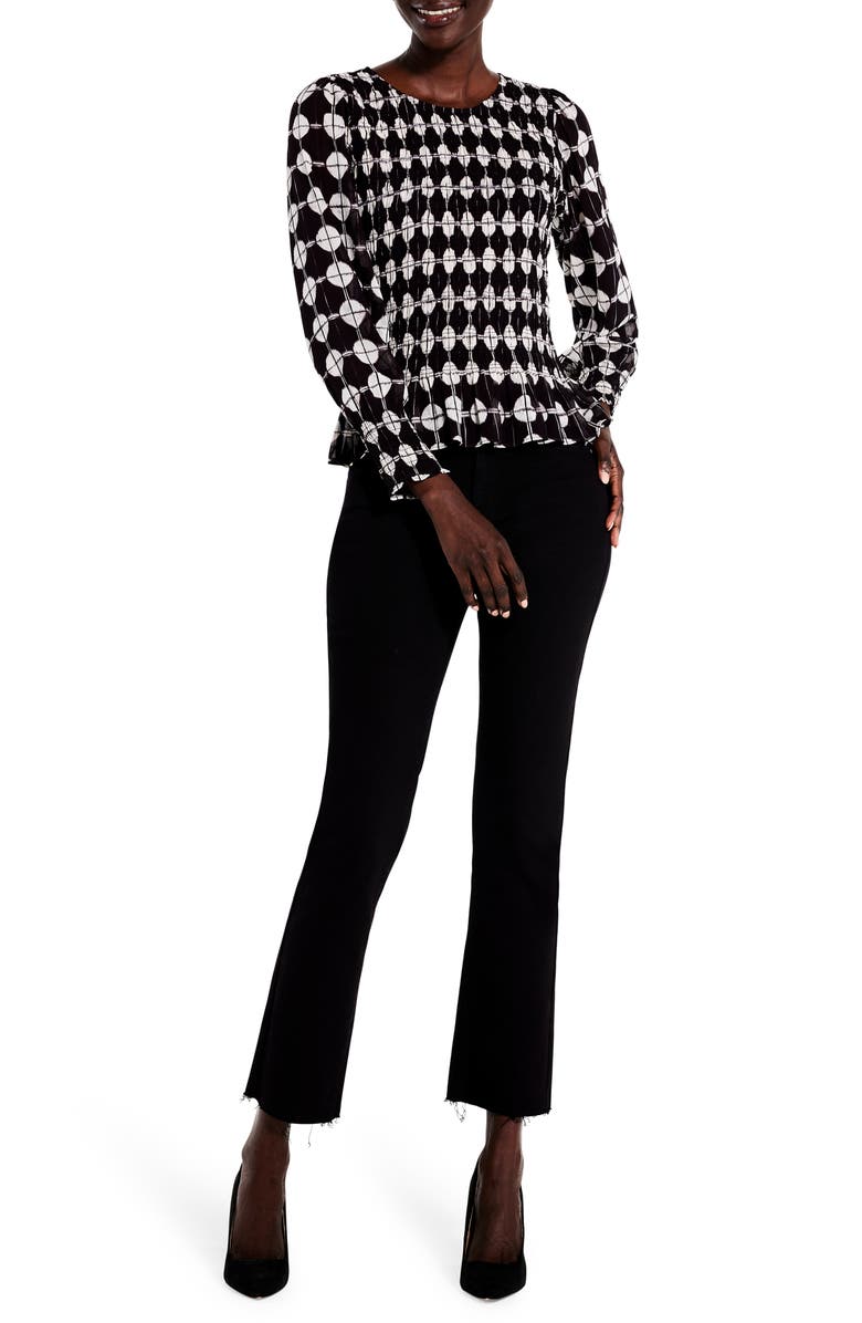 NIC+ZOE Dot Smocked Chiffon Top, Alternate, color, Black Multi