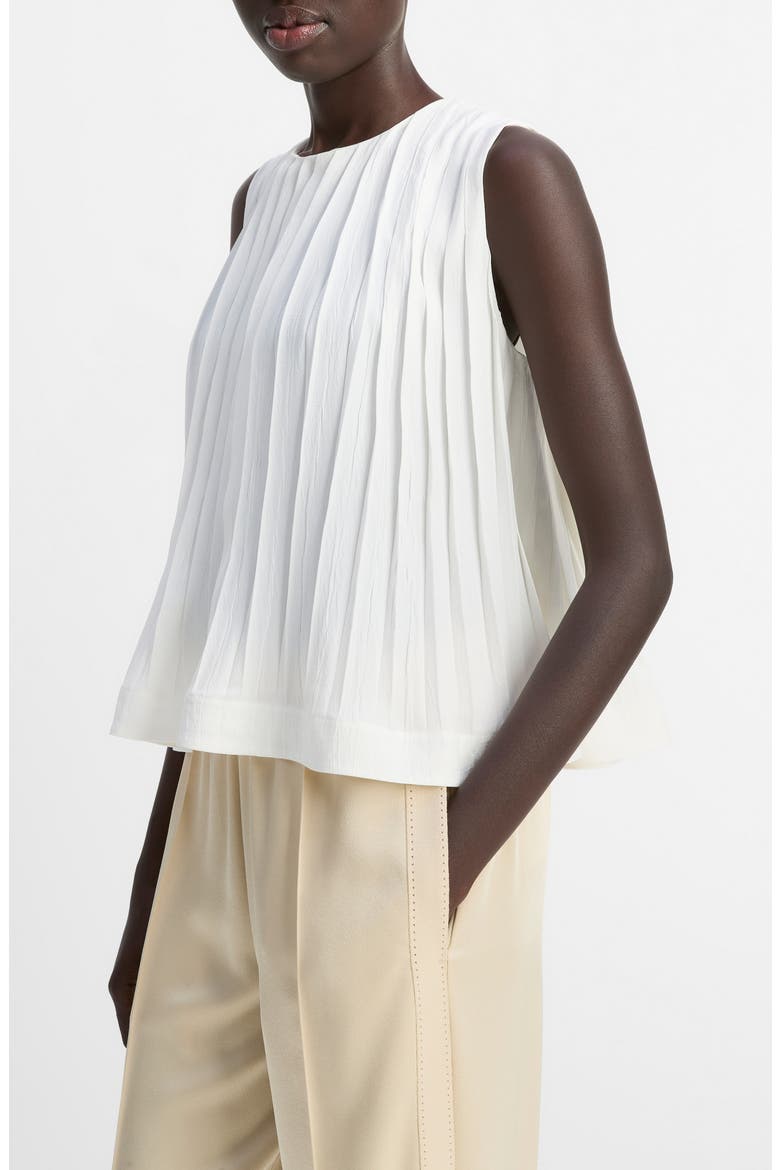 Pleated Sleeveless A-Line Top, Alternate, color, OFF WHITE