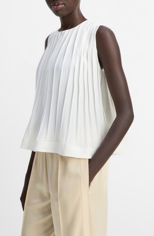 Vince Sleeveless Pleated A-line Top In White