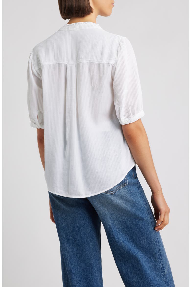 Puff Sleeve Half Placket Top, Alternate, color, WHITE