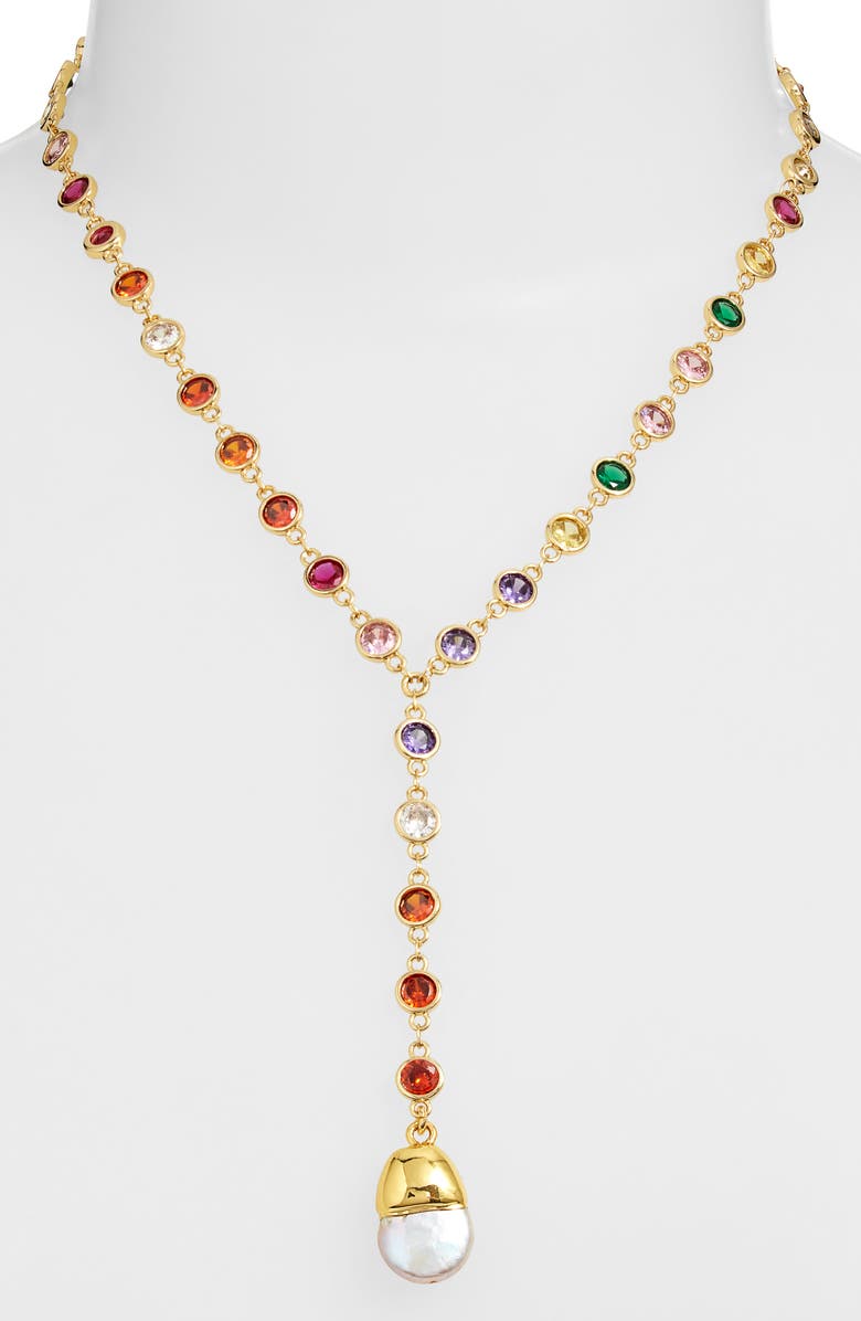 VIDAKUSH Rainbow Drop Y-Necklace, Alternate, color, Gold/ Multi