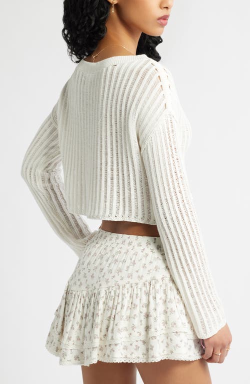 Shop Bp. Open Stitch Crop Sweater In Ivory