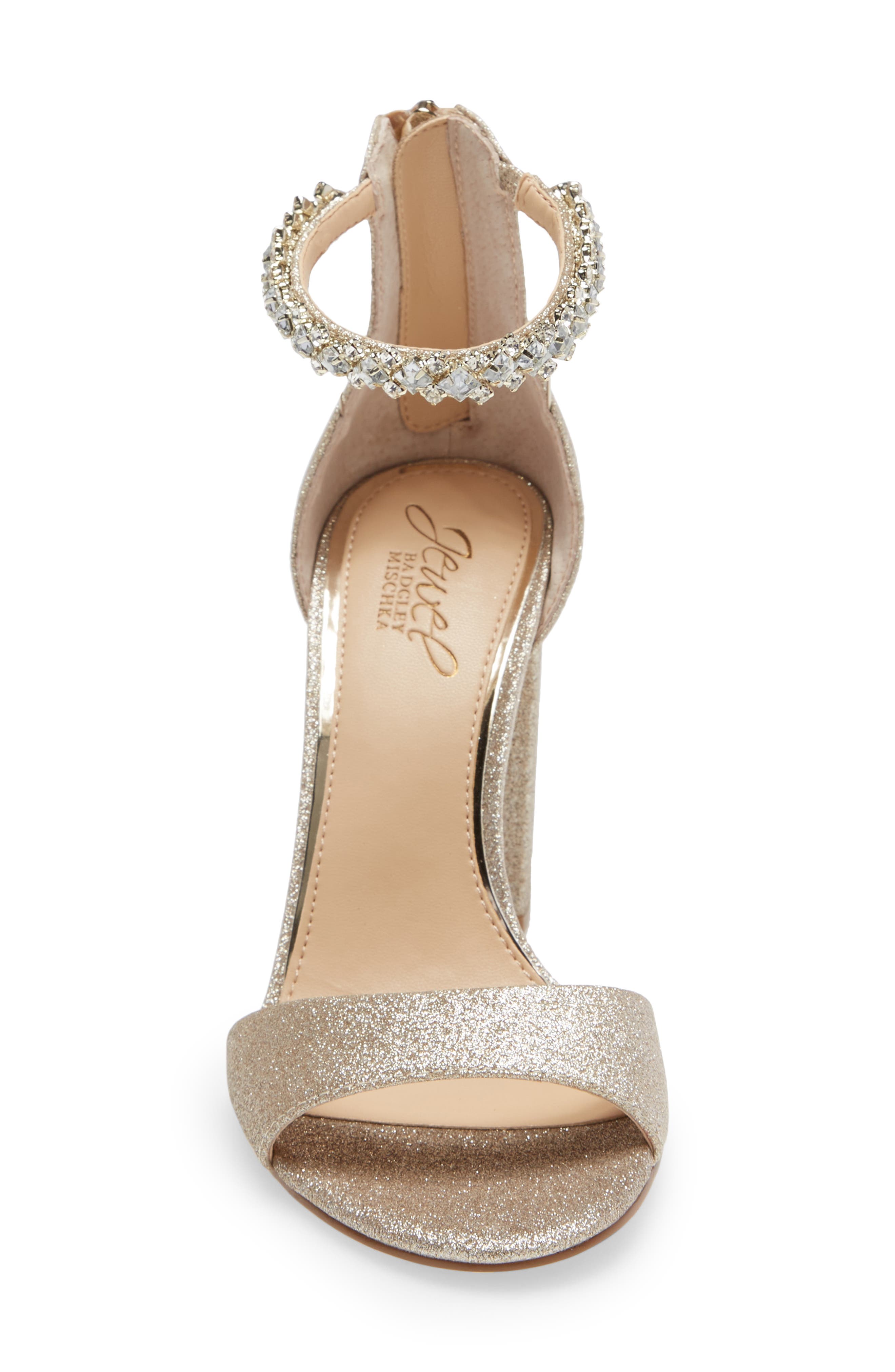 Jewel Badgley Mischka Badgley Mischka Collection Louise Ankle Strap Sandal, Alternate, color, Light Gold