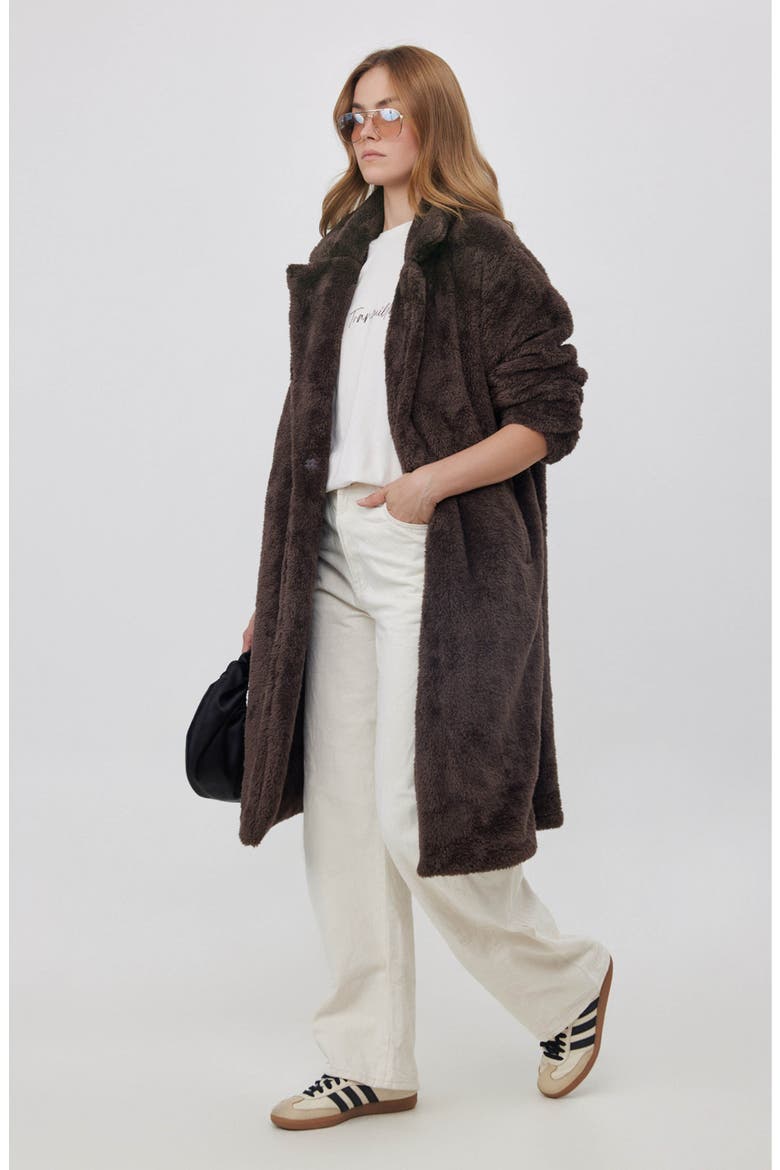 The Long Fleece Lounge Coat, Main, color, Chocolate