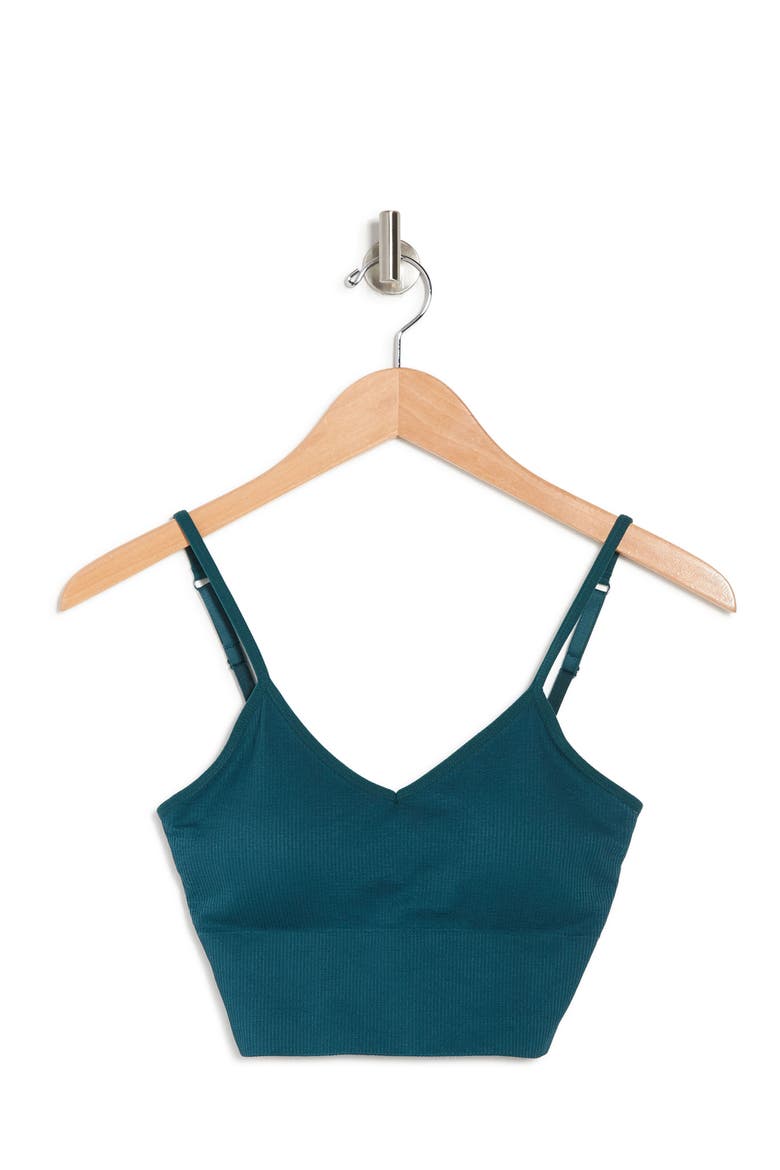 Ribbed Seamless Longline Bralette, Alternate, color, GREEN MOSS