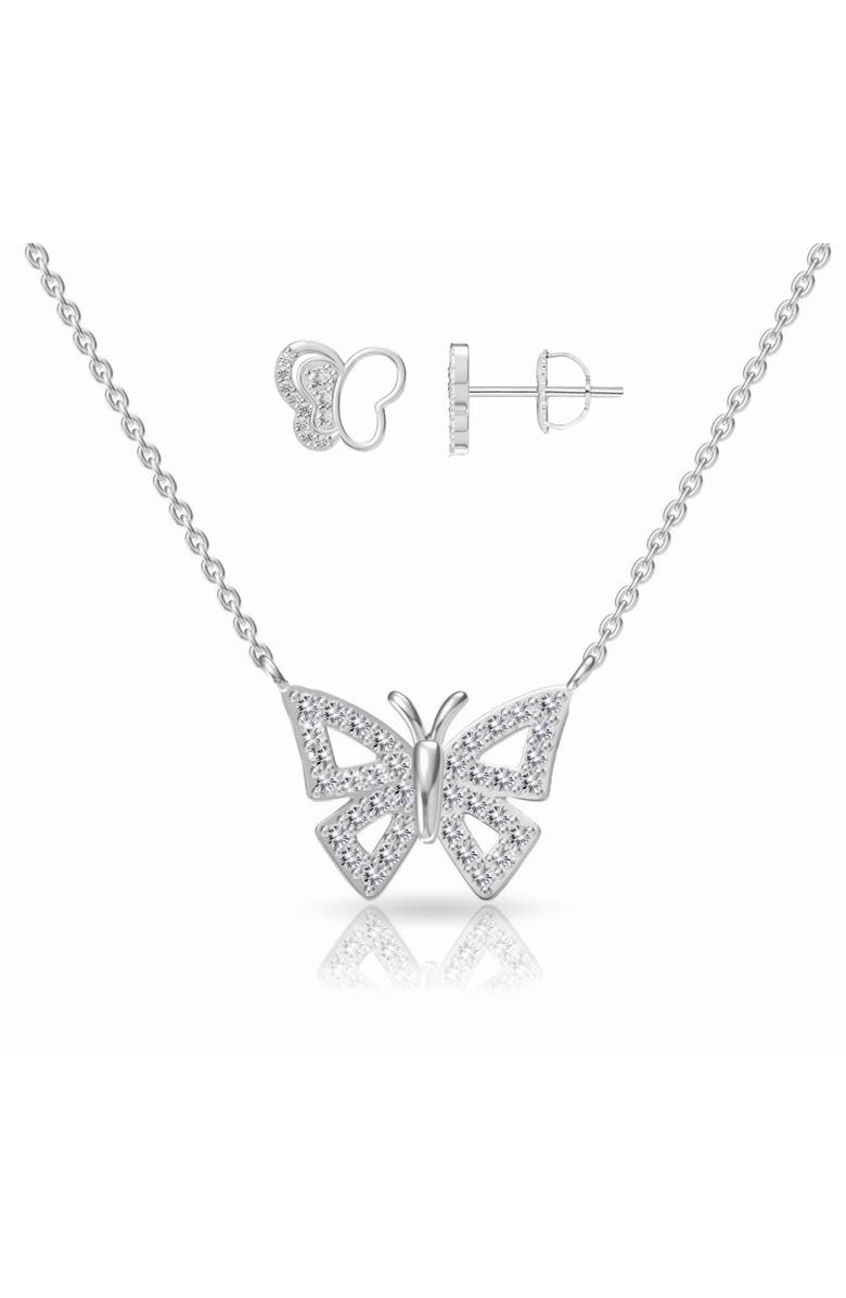 Donatello Gian Butterfly Necklace & Earrings Set, Main, color, Silver