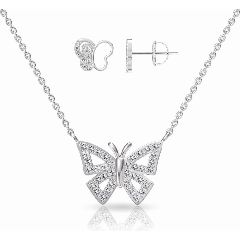 Donatello Gian Butterfly Necklace & Earrings Set In Silver