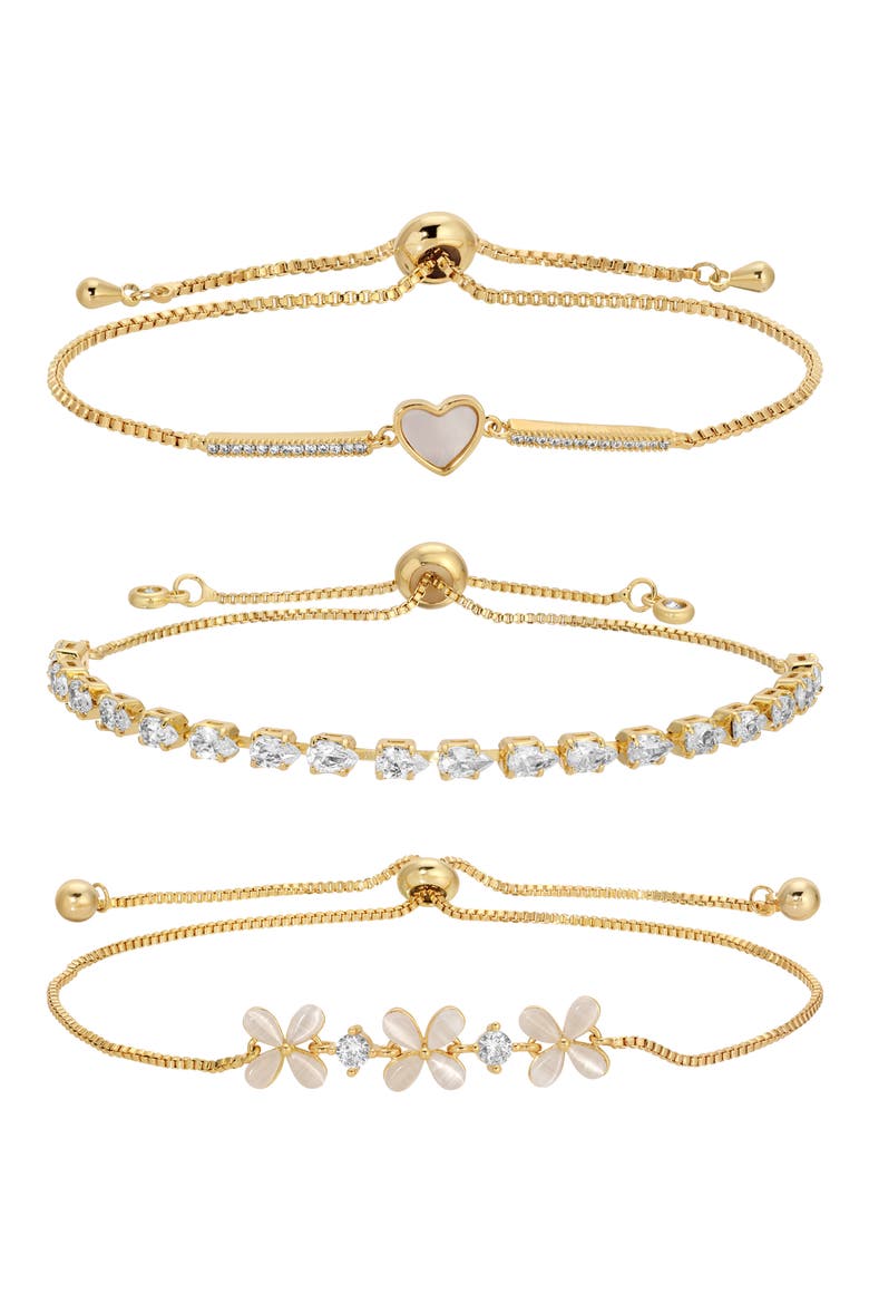 Avon CZ 3-Pack Assorted Slider Bracelets, Main, color, GOLD