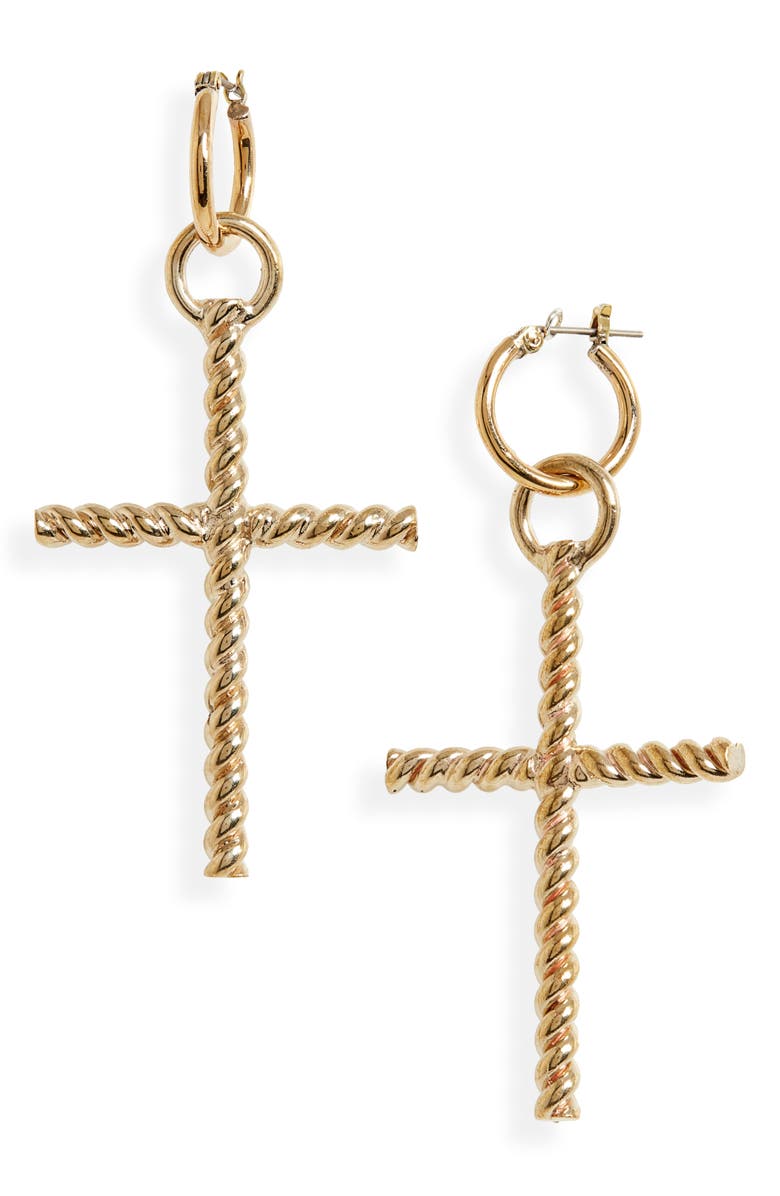 Laura Lombardi Elvira Cross Hoop Earrings, Main, color,