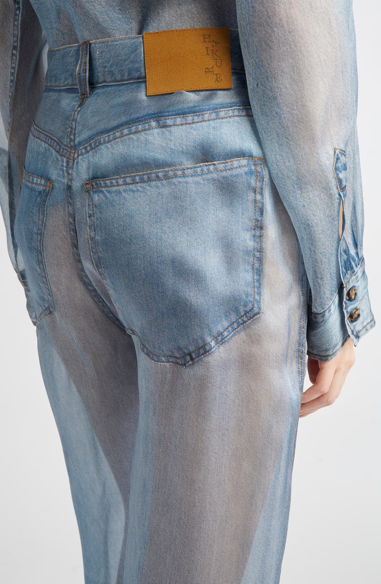 Haikure Winona Denim Print Sheer Silk Pants, Alternate, color, 