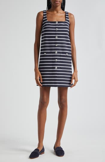 Veronica Beard Tibbie Stripe Knit Minidress In Navy/white