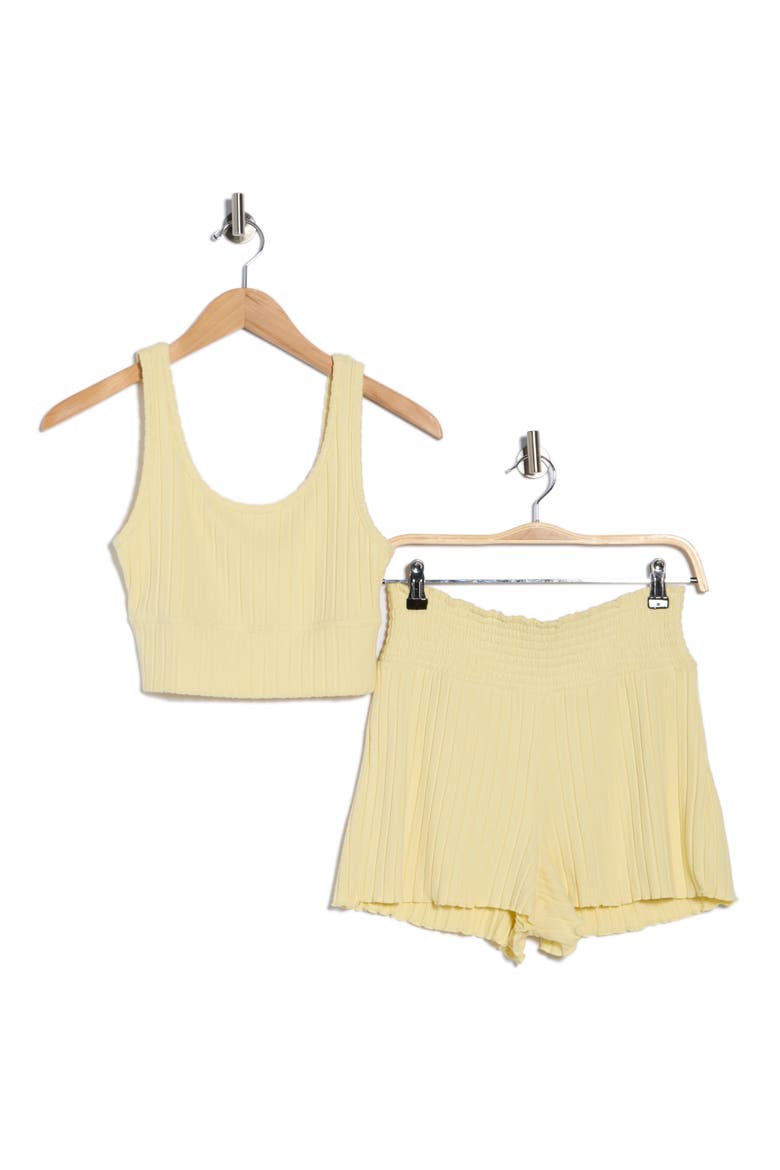 Brushed Ribbed Short Pajamas, Alternate, color, DAFFODIL