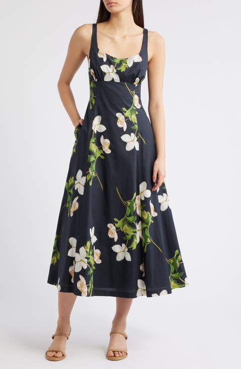 Floral Square Neck Cotton Dress