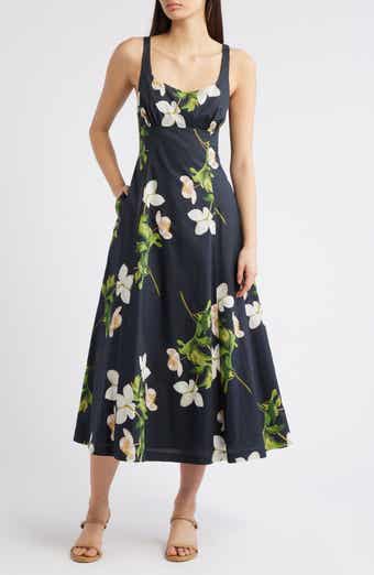 Floral Square Neck Cotton Dress