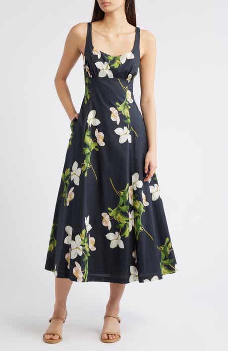 Floral Square Neck Cotton Dress