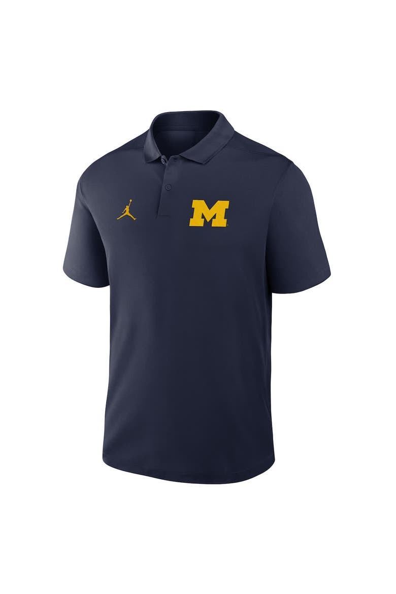 Men's Jordan Brand Navy Michigan Wolverines Primetime Victory Primary Logo Performance Polo, Alternate, color, Navy