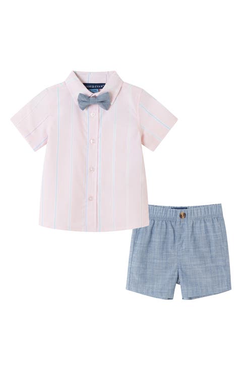 Stripe Oxford Shirt, Shorts & Bowtie Set (Baby)