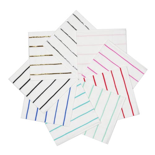 Daydream Society Frenchie Striped Large Napkins In Gold