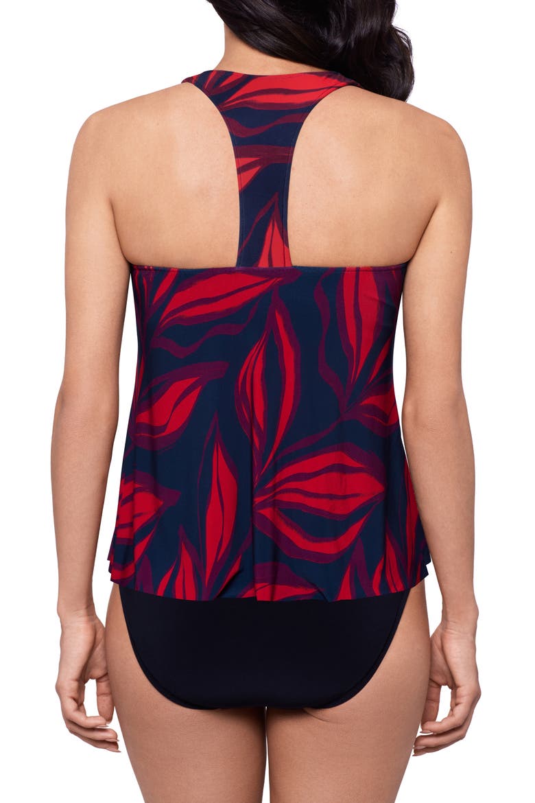 Taylor Rossobleu Leaf Print Tankini Top, Alternate, color, BLUE MULTI