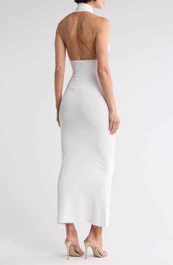 Ribbed Knit Halter Maxi Dress