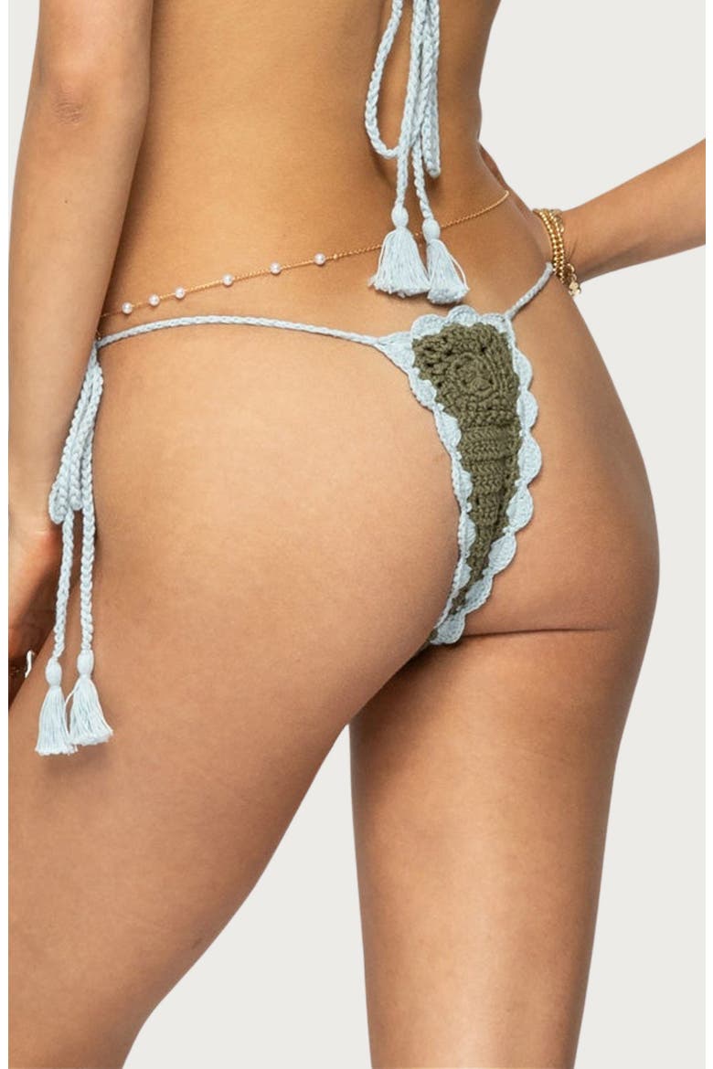 Crochet String Bikini Bottoms, Alternate, color, GREEN