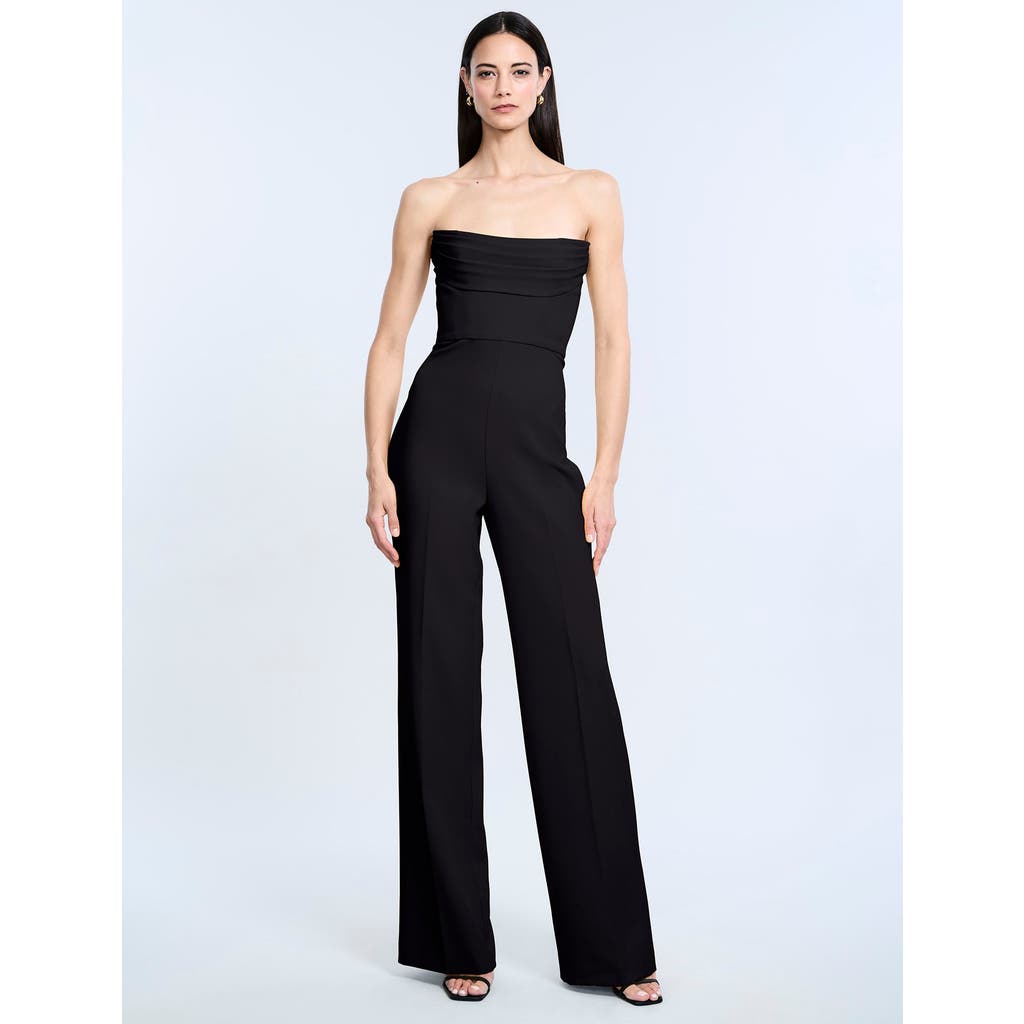 Bcbg Corset Jupmsuit With Drape In Black