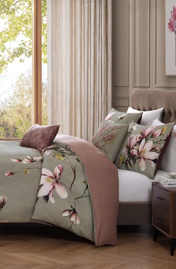 5-Piece Purple Lilies Reversible Comforter Set