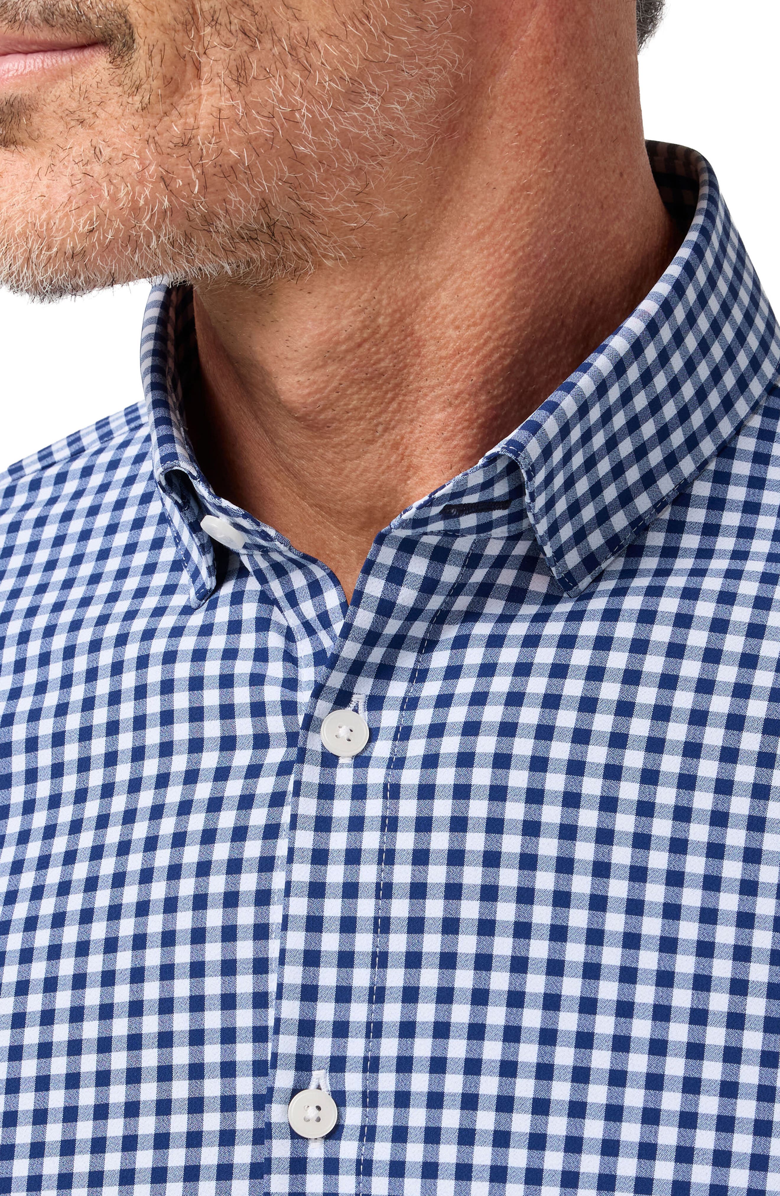 Leeward Trim Fit Navy Crew Gingham Button-Up Shirt - image 2