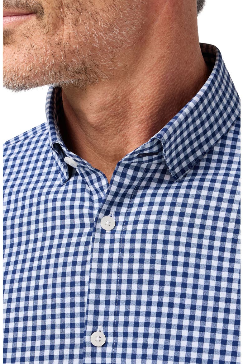 Leeward Trim Fit Navy Crew Gingham Button-Up Shirt, Alternate, color, MIDNIGHT NAVY CREW GINGHAM