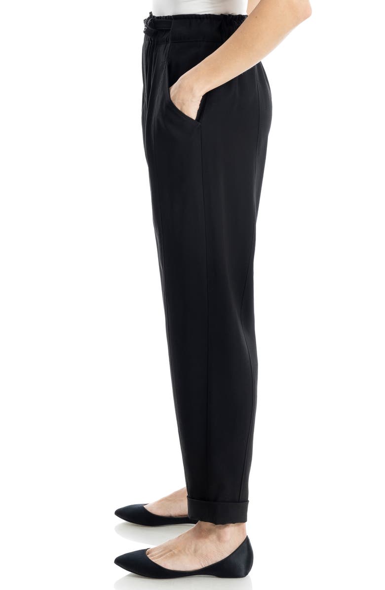 MAX STUDIO Brushed Twill Belted Cuffed Barrel Leg Pants, Alternate, color, Black