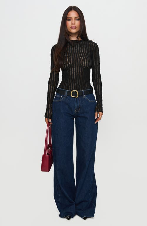 Princess Polly Padra Long Sleeve Semisheer Lace Top