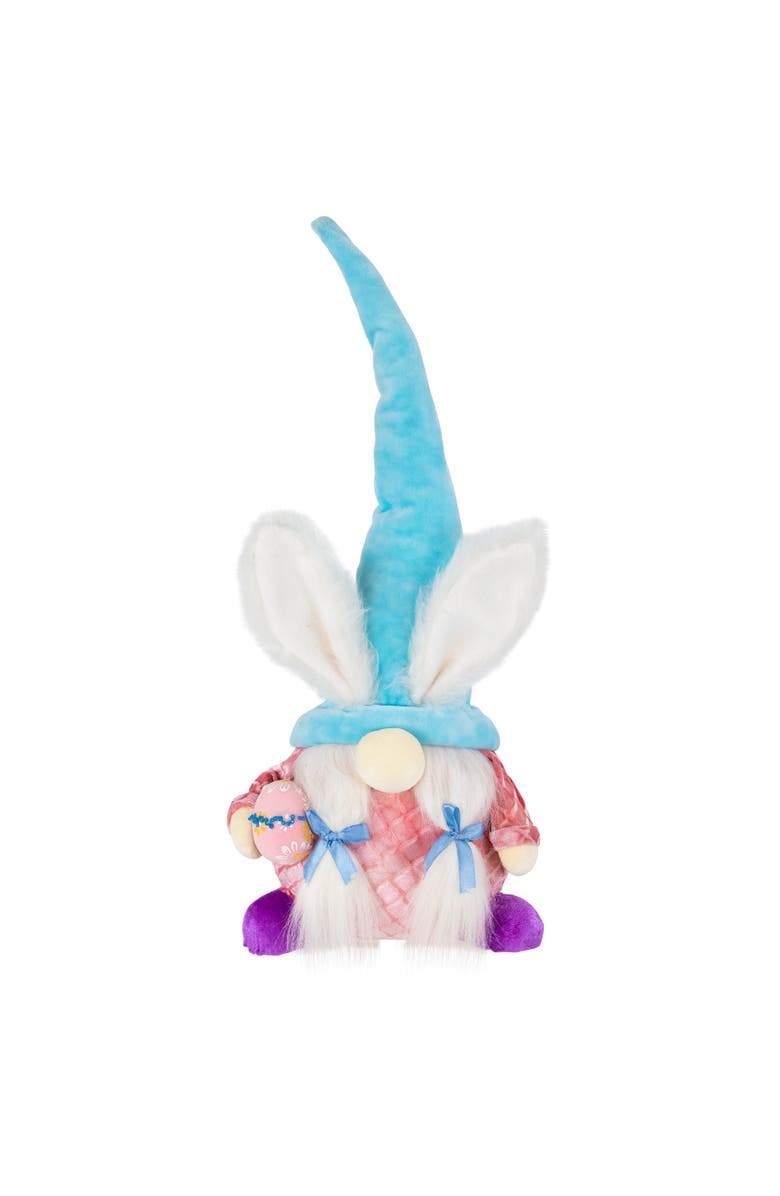 Northlight Girl Gnome Girl with Bunny Ears Easter Figure - 18.25" - Blue and Pink, Main, color, Blue
