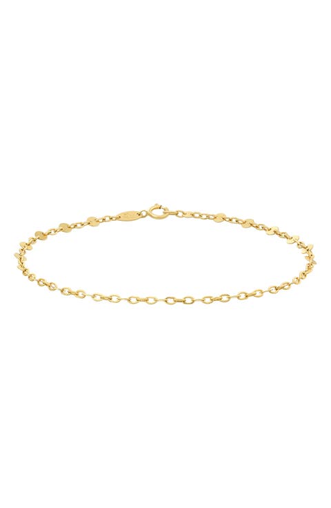 14K Yellow Gold Disc & Oval Chain Bracelet