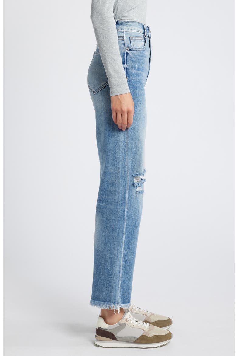 High Waist Ripped Straight Leg Jeans, Alternate, color, MEDIUM WASH