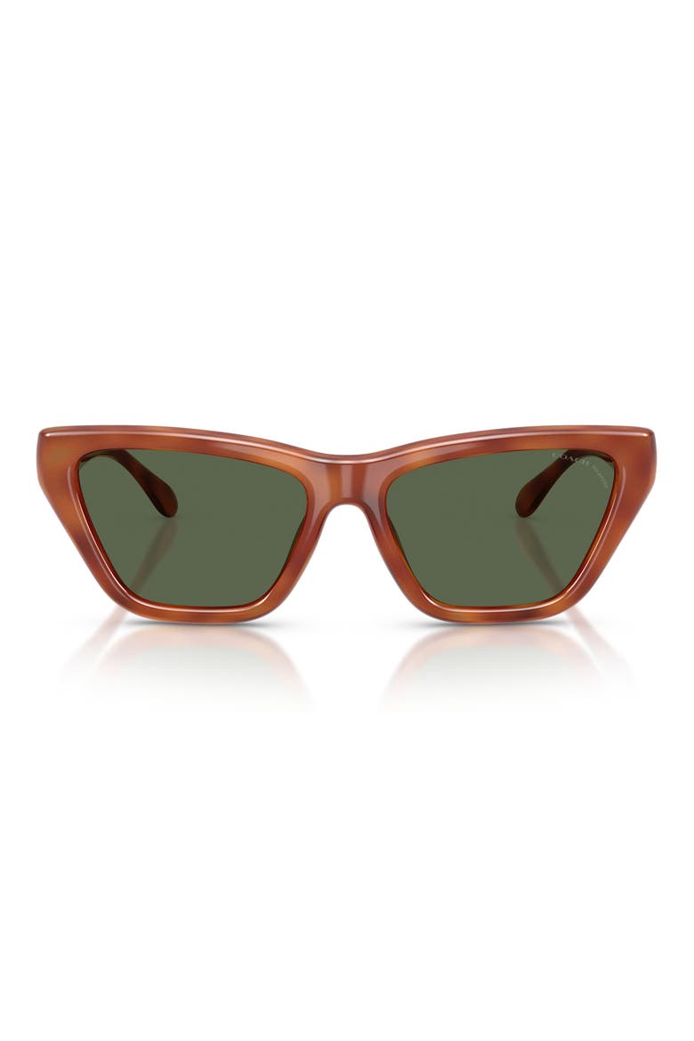 56mm Polarized Cat Eye Sunglasses, Main, color, CARAMEL TORTOISE / GREEN POLAR