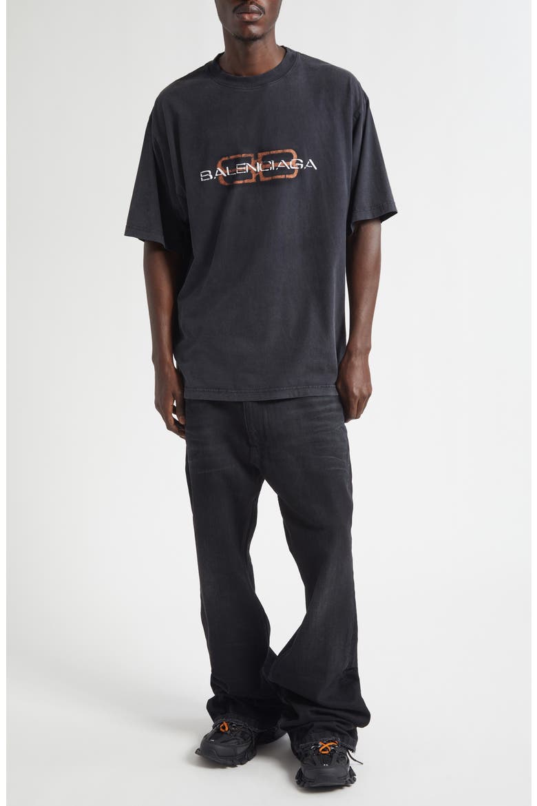 Logo Cotton Graphic T-Shirt, Alternate, color, FADED WASHED BLACK