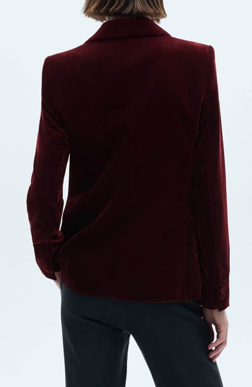 Mango Structured Velvet Blazer In Dark Red