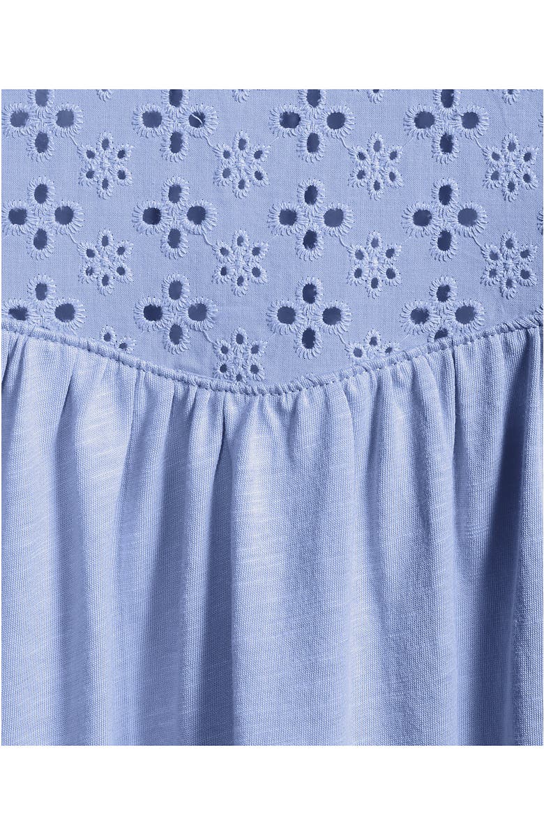 Lands' End 3/4 Sleeve Eyelet Mix Flowy Top, Alternate, color, Light Sea Blue