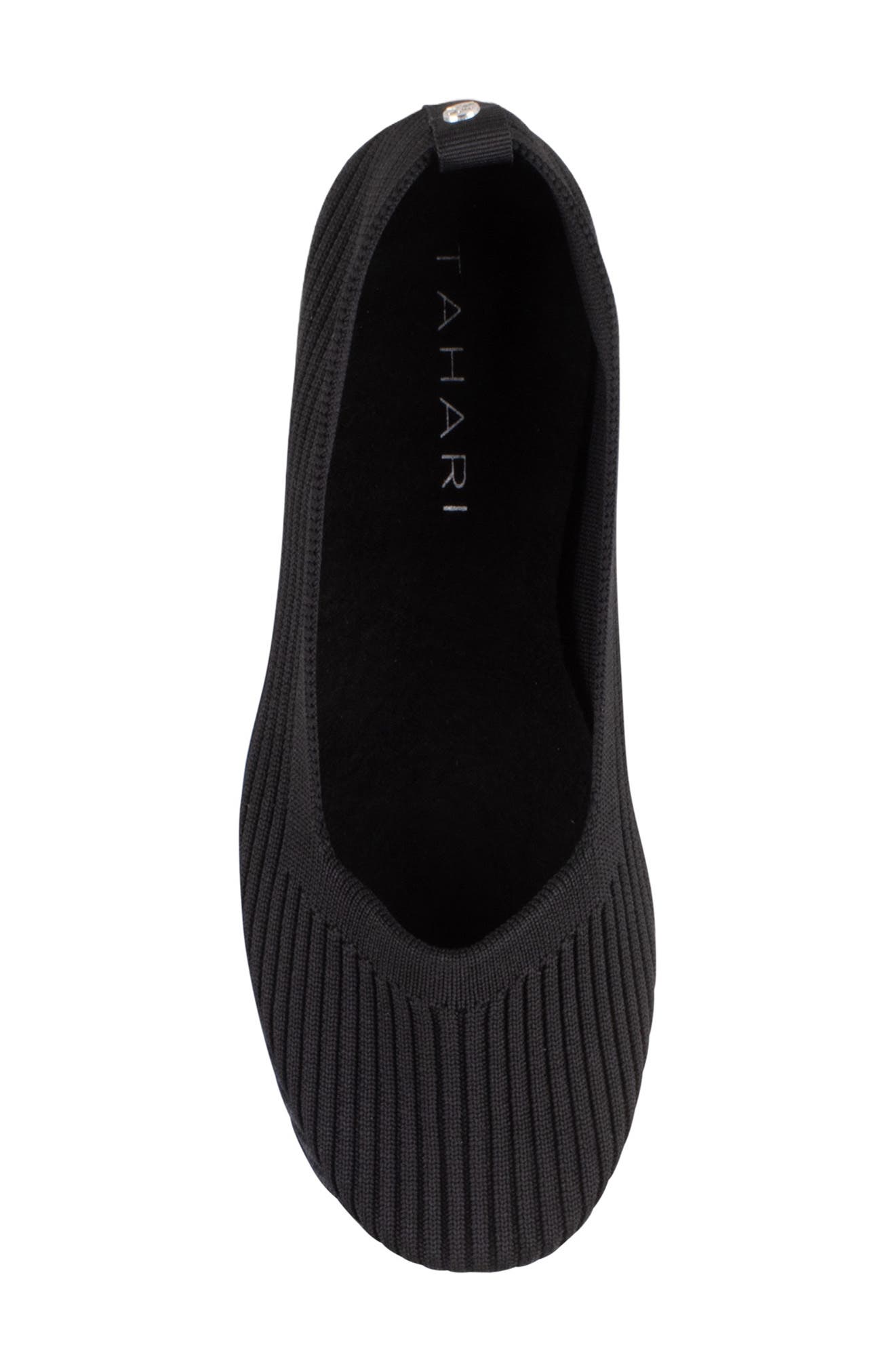 Tahari Vilamoura Knit Ballet Flat, Alternate, color, Black